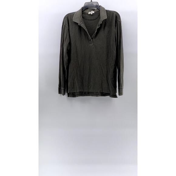 Richer Poorer Tops - RICHER POORER Women's Gray Relaxed Long Sleeve Pullover Polo Top SZ M